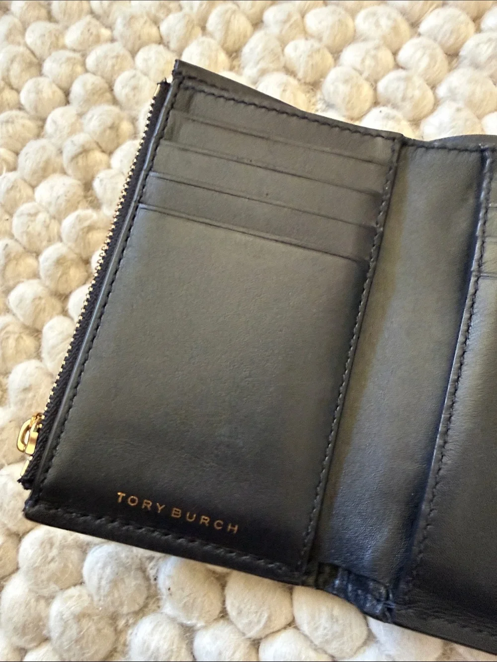 Tory Burch Medium Miller Trifold Leather Wallet, Black